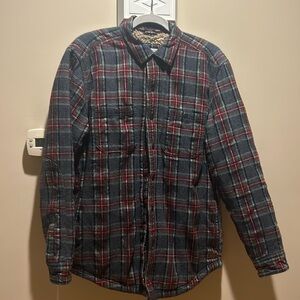 Men's Sherpa-Lined Scotch Plaid Shirt, Slightly Fitted - Size Small